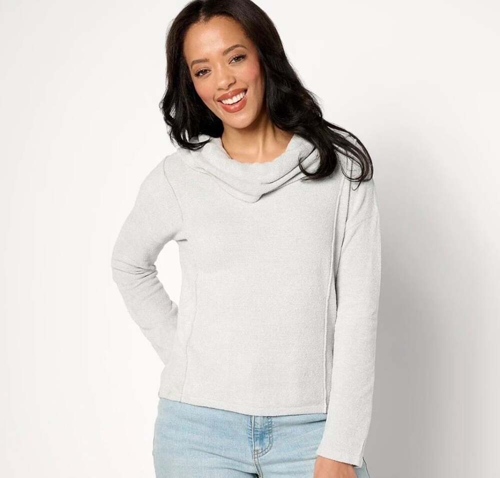 Barefoot Dreams CozyChic Ultra Lite Cowl Neck Pullover Sweater Small